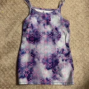 ivivva tank, pink, teal, and blue pattern great condition, barely worn